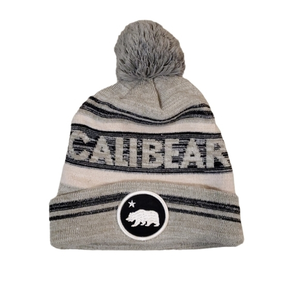Calibear‎ Men's Gray White Pom Pom Beanie Hat